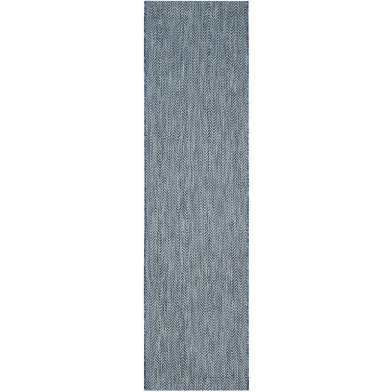 Blue Chevron Indoor/Outdoor Washable Area Rug