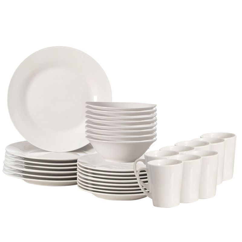 White Ceramic 32-Piece Dinnerware Set for 8