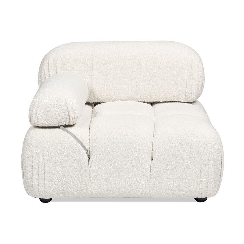 Ivory White Bouclé Modular Lounge Chair with Padded Arm