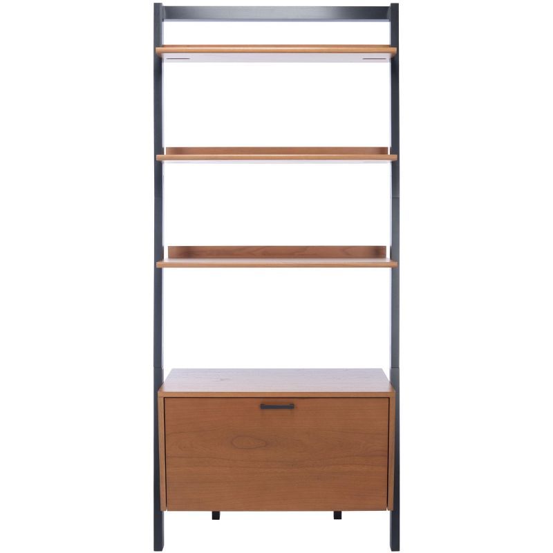 Vlad Natural Mahogany & Charcoal 3-Shelf Storage Etagere