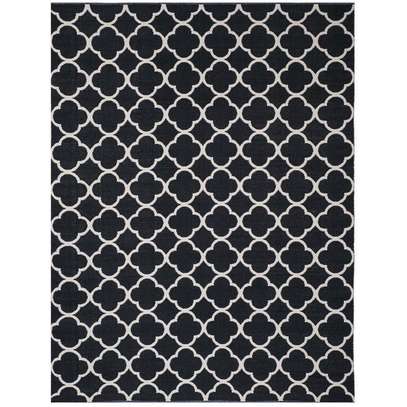 Coastal Breeze Black/Ivory Cotton 8' x 10' Handwoven Area Rug