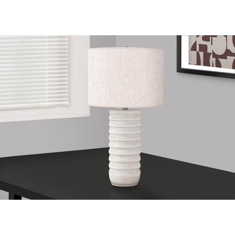 Ivory Resin Table Lamp with Cream Linen Shade and Gold Finial