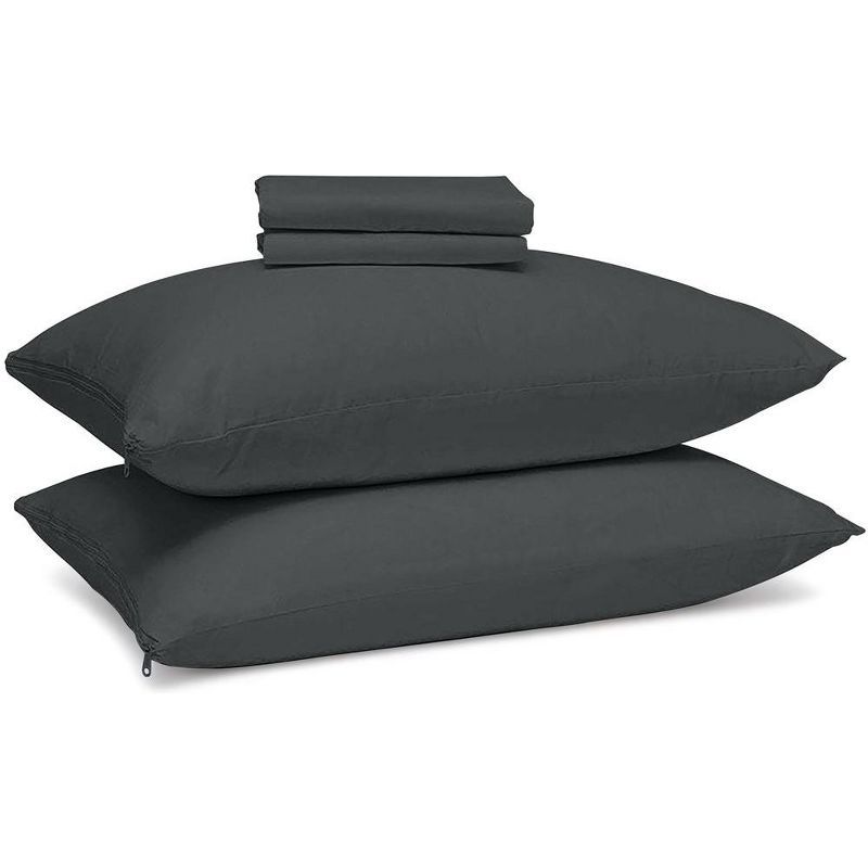 Charcoal Cotton Hypoallergenic Zippered Pillow Protector Set