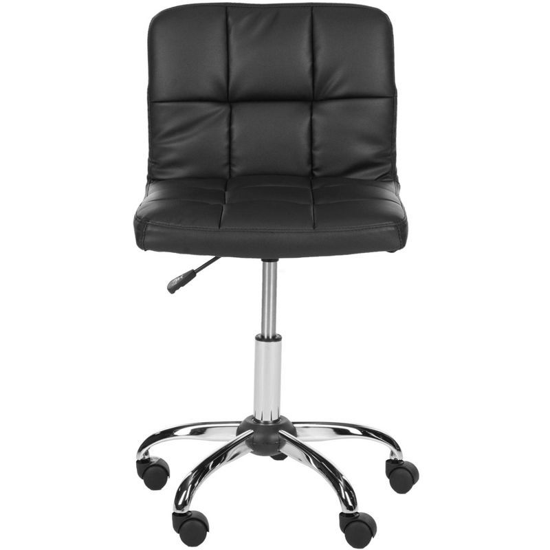 Black Quilted Vegan Leather and Chrome Task Chair