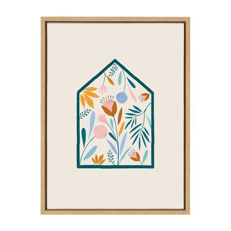 Natural Floral House Framed Canvas Print, 18x24