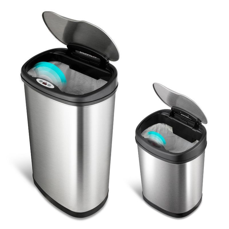 Stainless Steel Touchless Motion Sensor Trash Can Combo Set