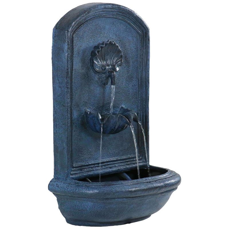 Seaside Lead Polystone 27" Outdoor Wall-Mount Water Fountain