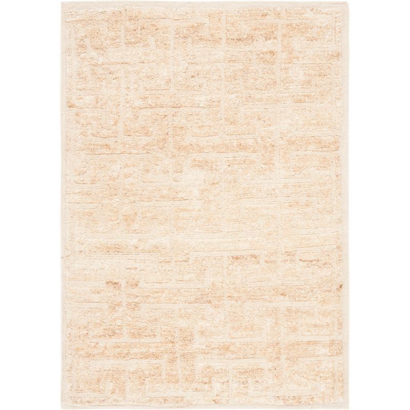 Ivory Geometric Hand-Knotted Wool & Viscose 4' x 6' Rug