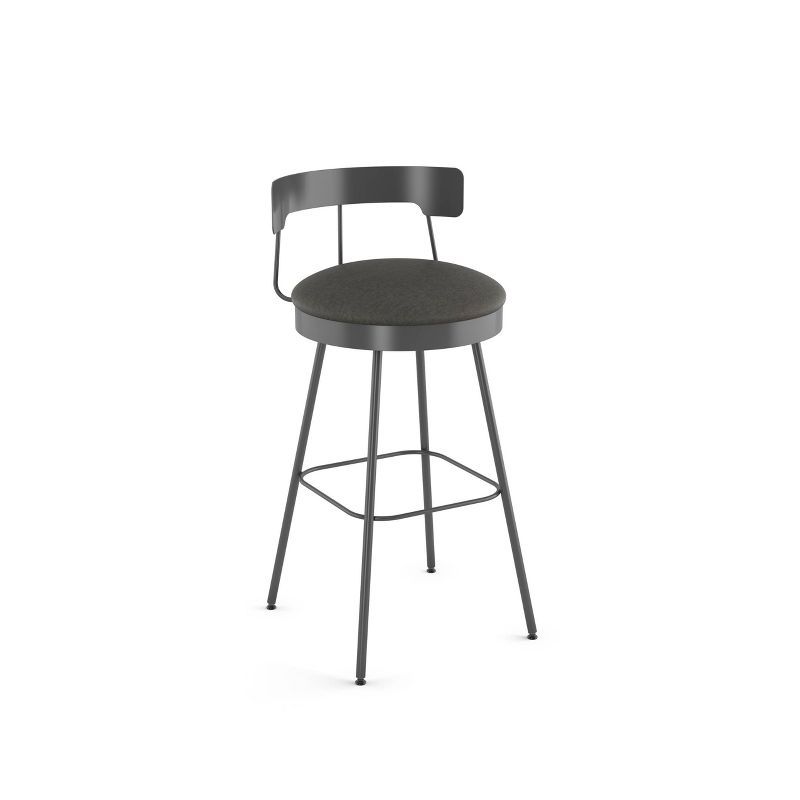 Monza 28'' Dark Grey Polyurethane Swivel Counter Stool with Black Metal Base