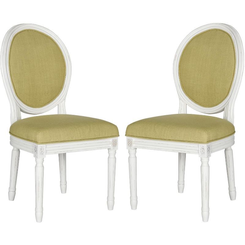 Holloway 19'' Spring Green and Cream Linen Upholstered Side Chair Set