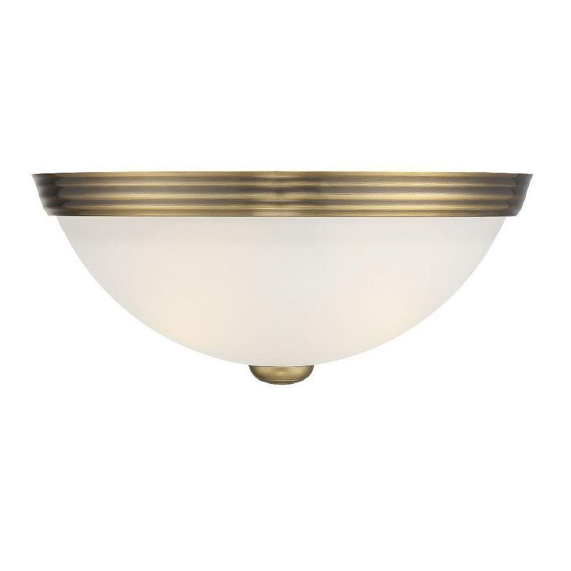 Warm Brass 11" Flush Mount Ceiling Light with Glass Shade