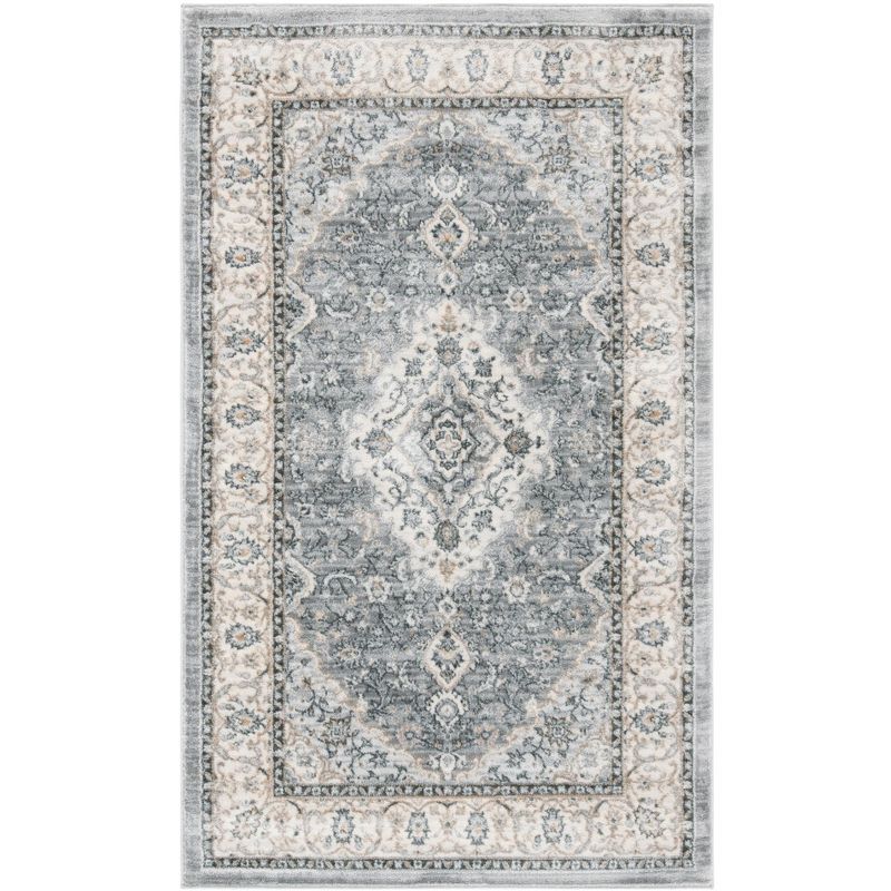 Elegant Isabella 4' x 6' Gray Synthetic Hand-Knotted Area Rug