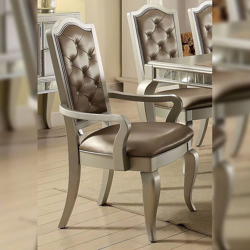 Dresden Vintage Bone White Floral Leather Accent Chair