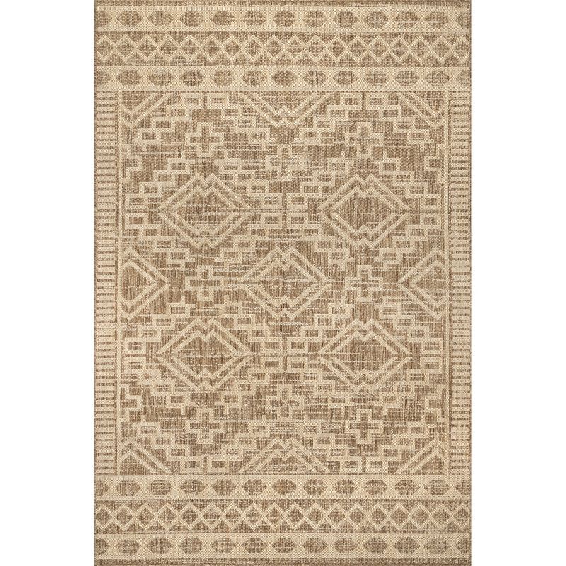 Beige Square Synthetic Easy-Care Indoor/Outdoor Area Rug, 8' x 10'