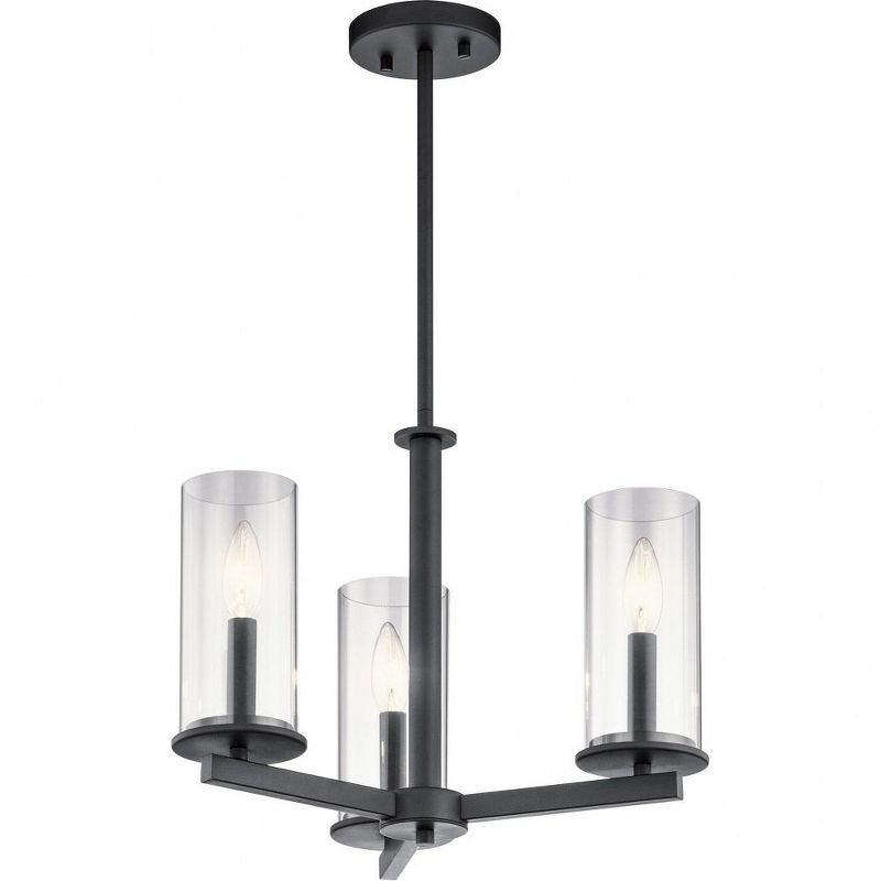 Crosby Black Mini 3-Light Convertible Chandelier with Clear Glass Shades