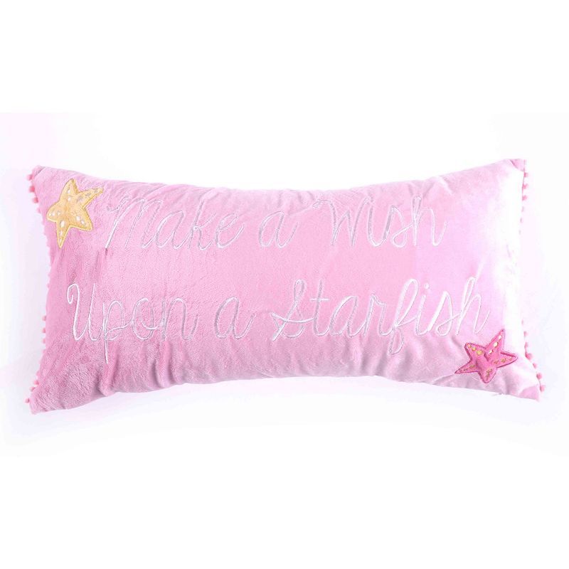 Pink Embroidered Kids Rectangular Throw Pillow