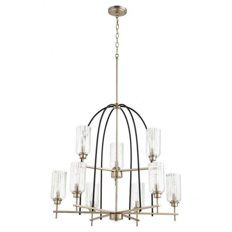 Espy Noir & Aged Brass 9-Light Clear Glass Chandelier