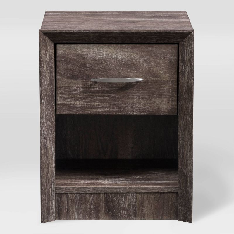 Newport Brown-Washed Oak Mid-Century Modern Nightstand with Drawer