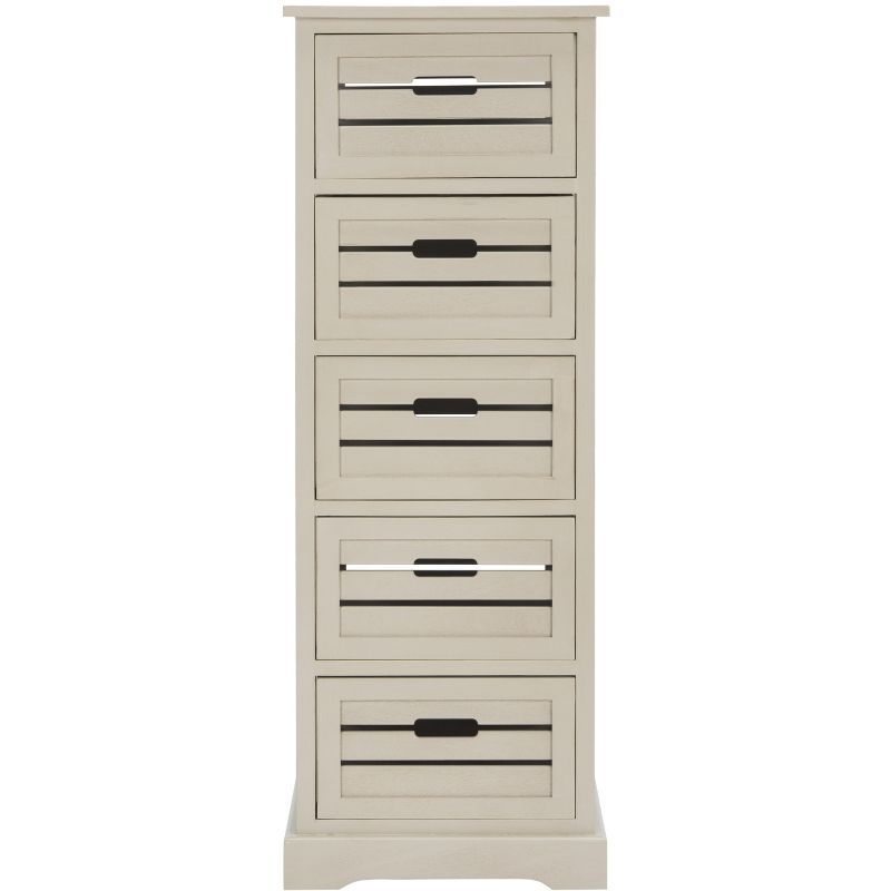 Transitional Grey Driftwood 5-Drawer Slim Cabinet