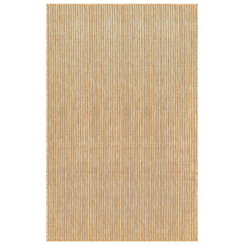 Sand Flat Woven Rectangular Synthetic Stripe Indoor/Outdoor Rug