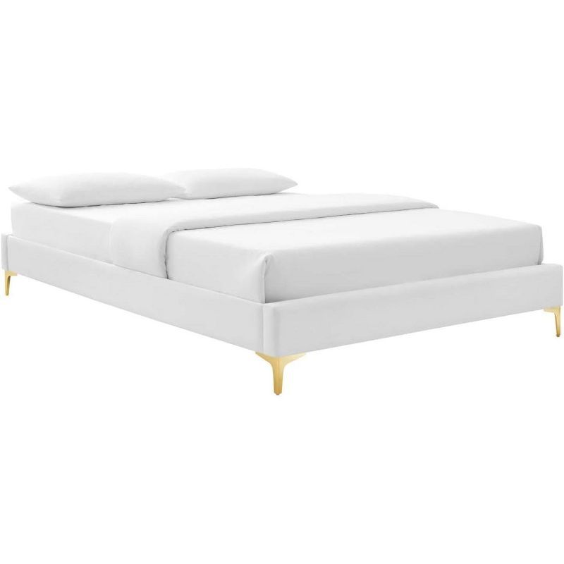 Sutton Queen Performance Velvet Bed Frame in Luxe White