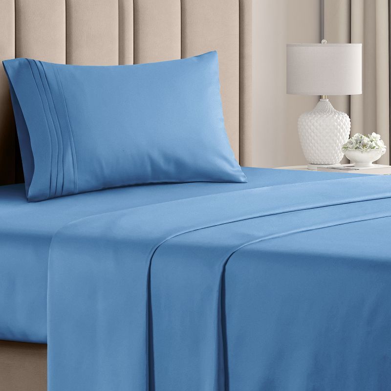 Denim Blue Twin Microfiber 3-Piece Bed Sheet Set