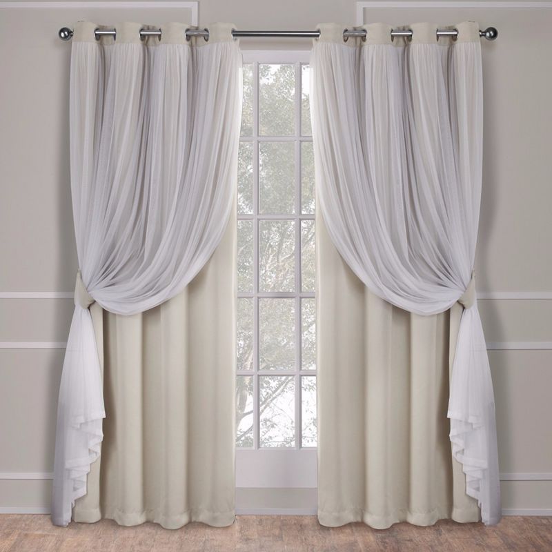 Sand and Cloud Gray Polyester Blackout Grommet Window Panels