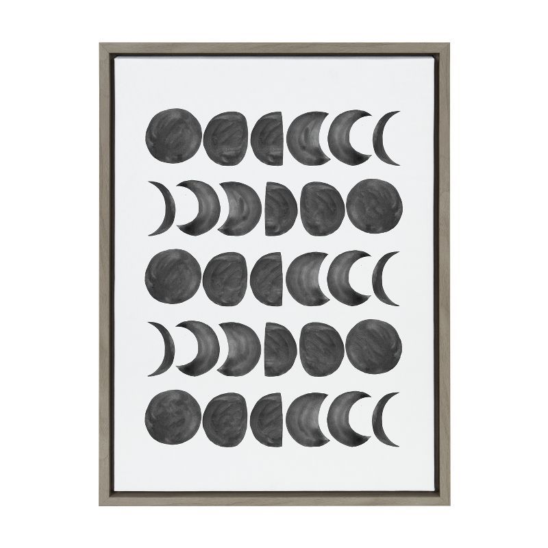 Black and White Moon Phases Canvas Print with Frame