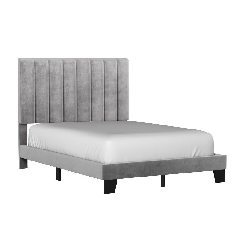 Crestone Full Gray Velvet Tufted Upholstered Platform Bed