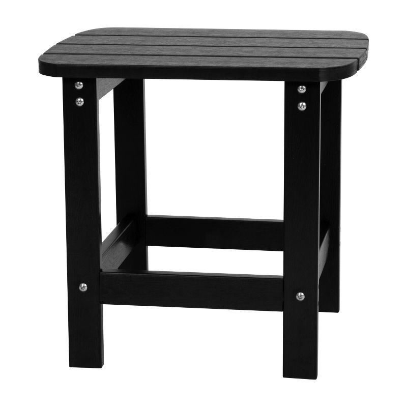 Charlestown Rectangular Low-Height Black Poly Resin Adirondack Side Table