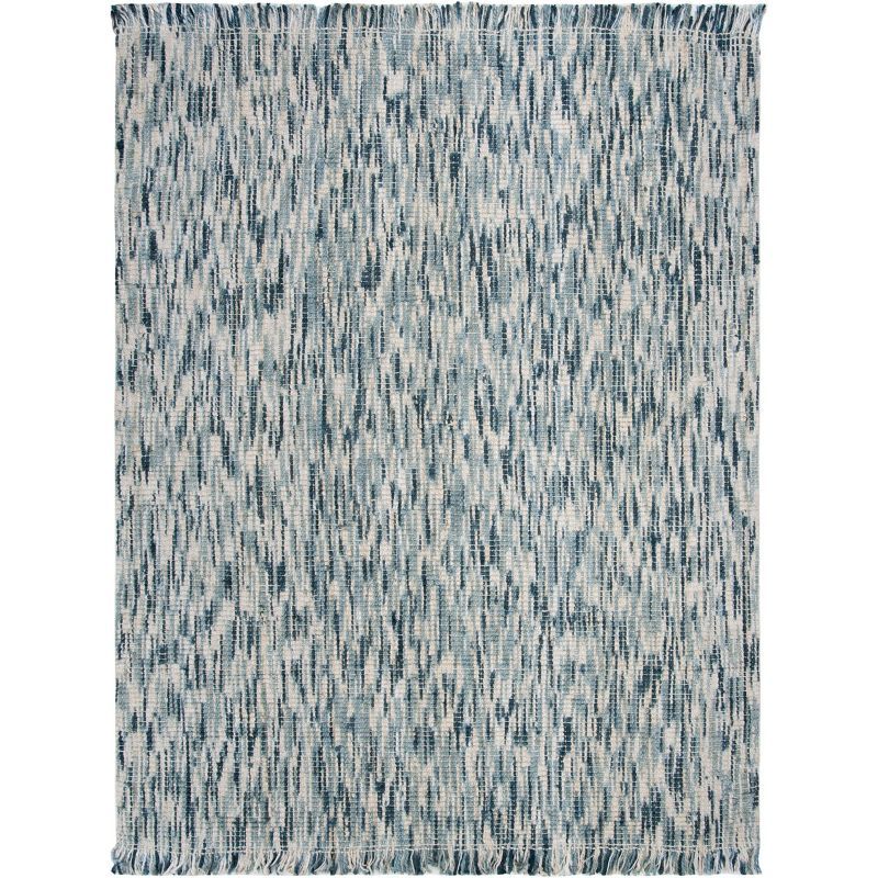 Hand-Knotted Blue/Ivory Jute 8'x10' Non-Slip Area Rug