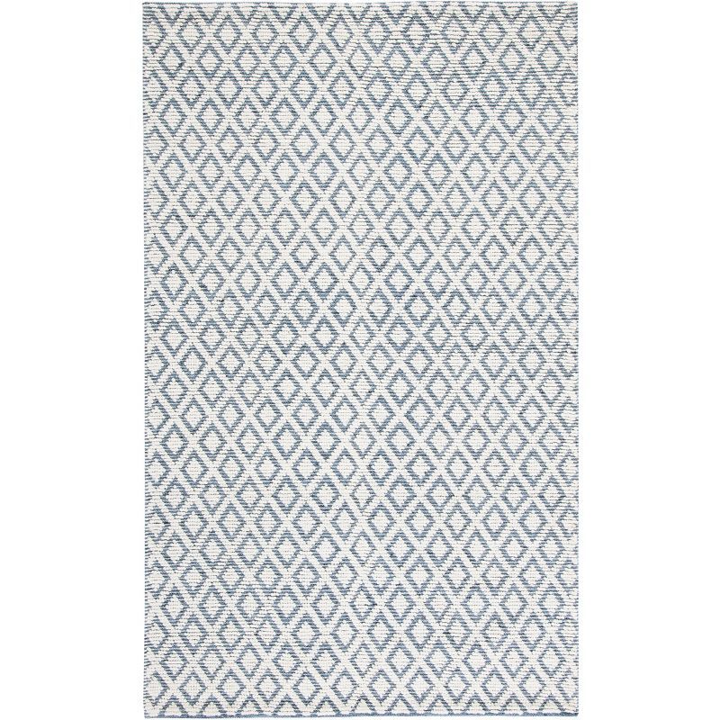 Vermont Elegance Ivory & Blue Hand-Knotted Wool Rug - 3' x 5'