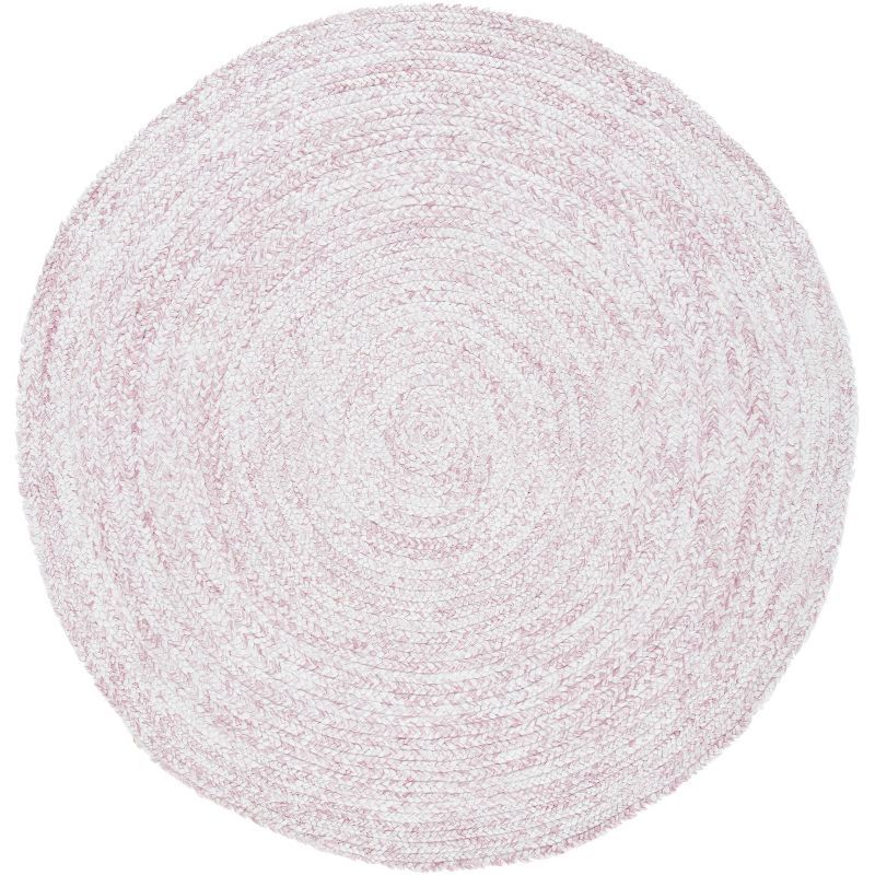 Elegant Ivory Handwoven Braided Round Rug - 6' Synthetic