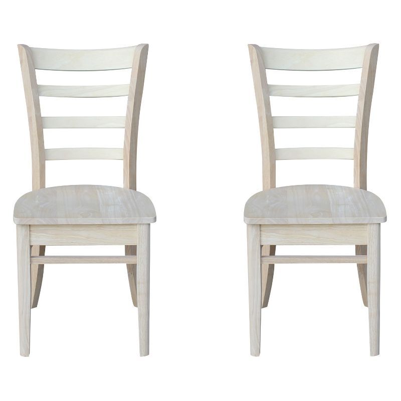 Set of 2 White High Ladderback Wood Side Chairs