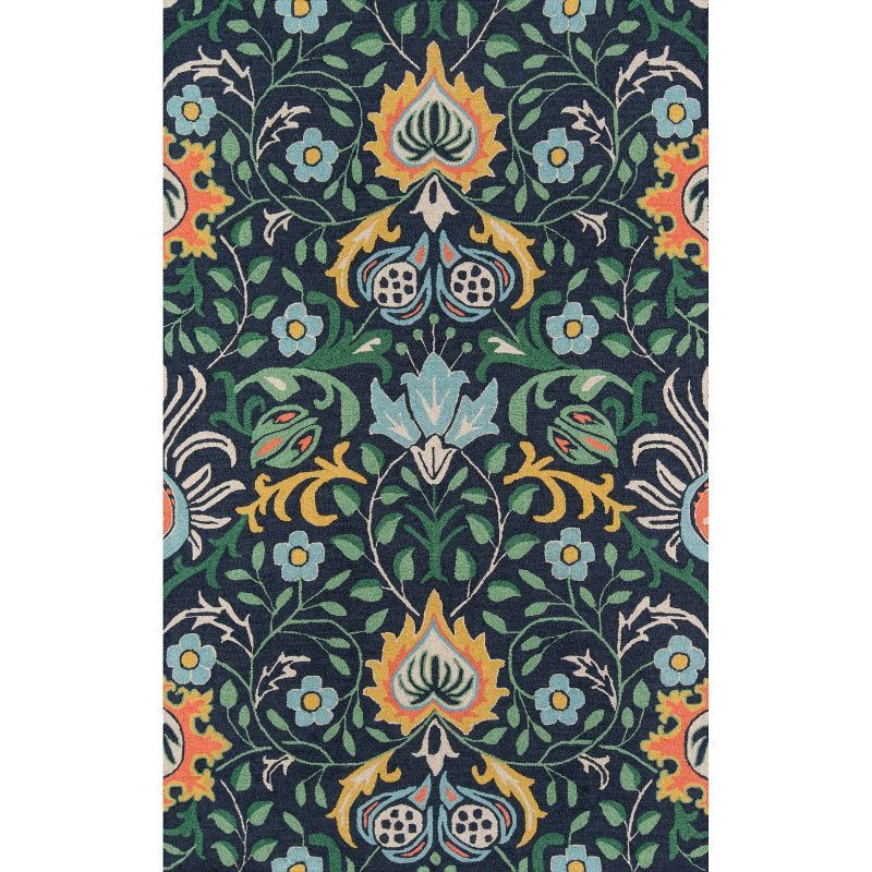 Navy and White Hand-Tufted Wool Rectangular Rug 3'9" x 5'9"