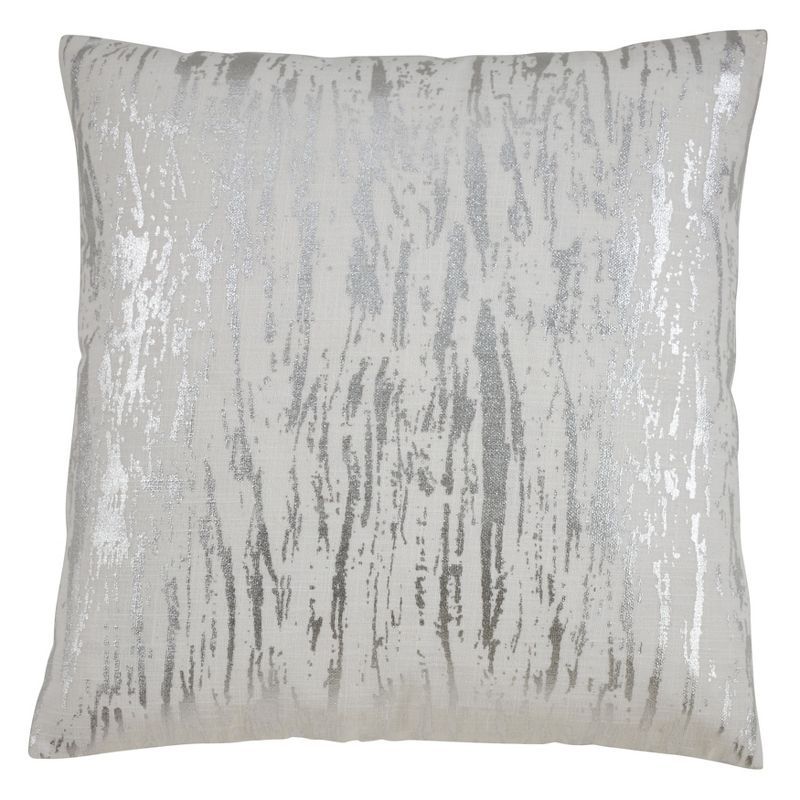 Silver Distressed Metallic Foil Cotton Pillow Cover, 27"