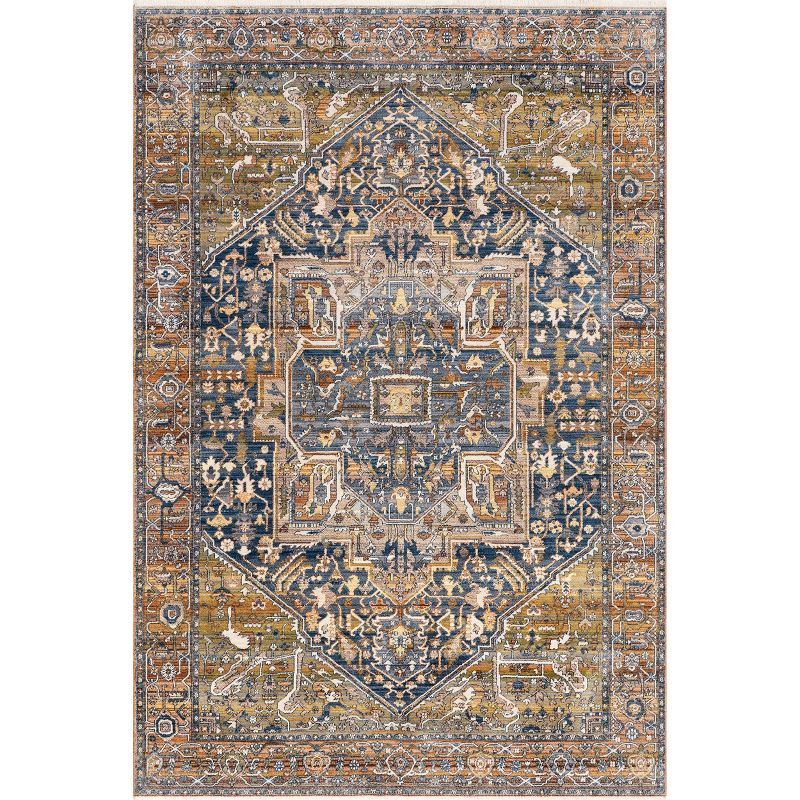 Rustic Elegance Rust Medallion Synthetic 2x3 Area Rug