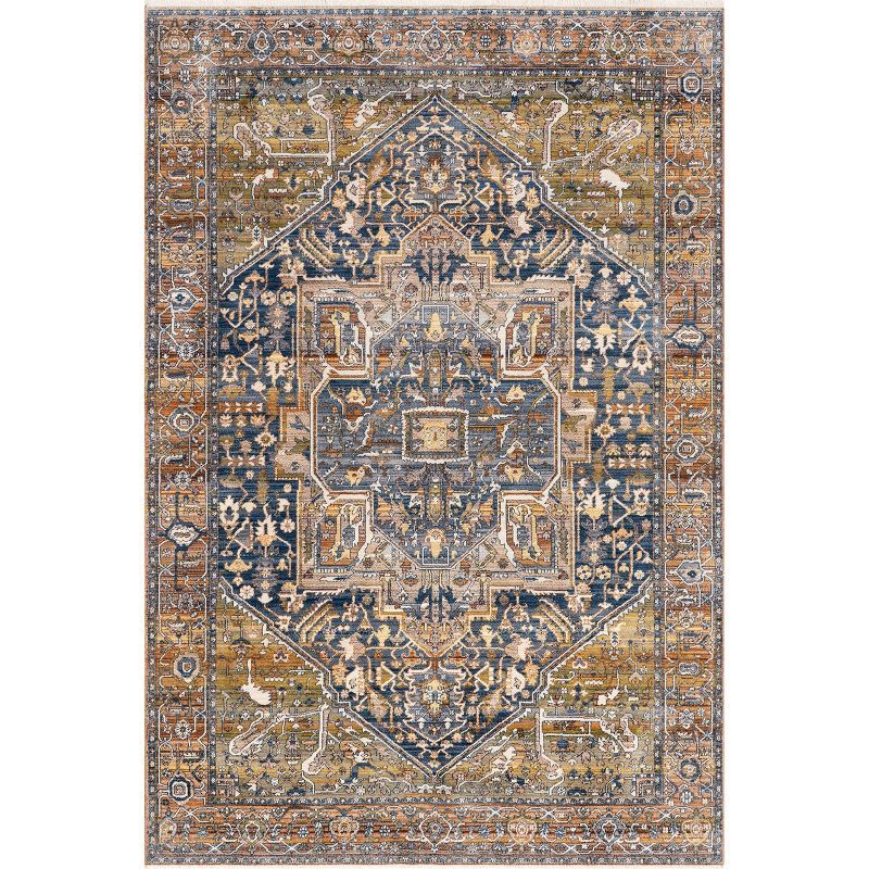 Rust Medallion Reversible Synthetic Square Area Rug