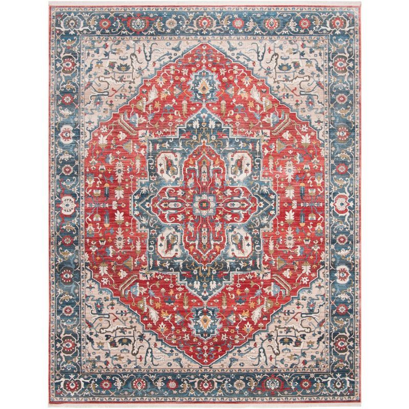 Red and Blue 8' x 10' Hand-knotted Synthetic Area Rug