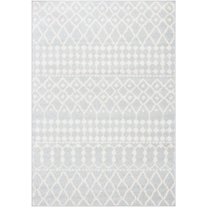 Light Grey and Cream Geometric 4' x 6' Synthetic Area Rug