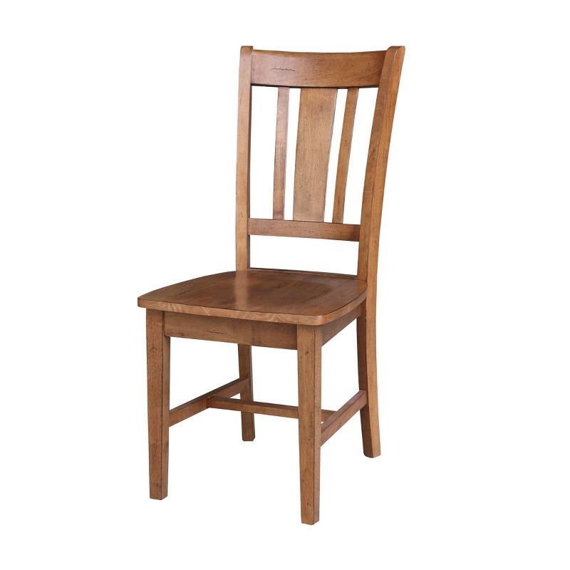 Distressed Oak Solid Wood Splat Back Dining Chair Set