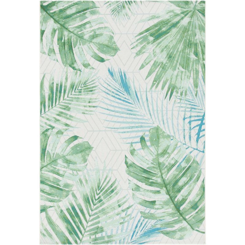 Tropical Bliss Green/Teal Synthetic 5' x 7' Outdoor Area Rug