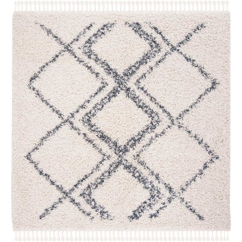 Pro Lux 5'1" Square Blue and Cream Shag Rug