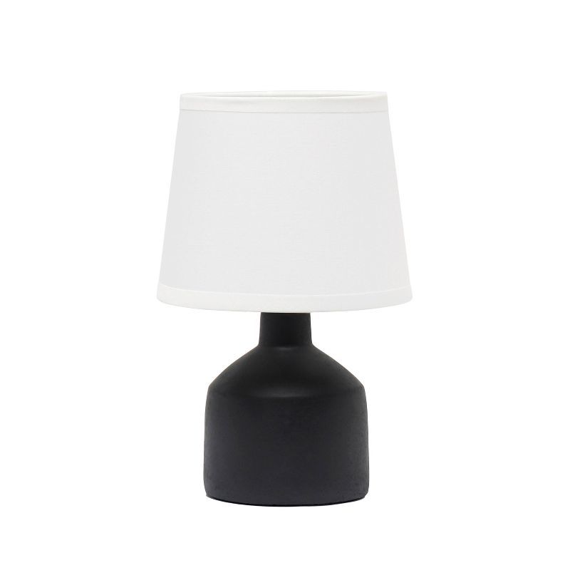 Black Concrete Nightstand Lamp with White Empire Shade