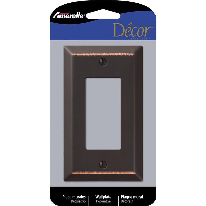 Amerelle Aged Bronze 1-Gang Steel Decorator Wall Plate