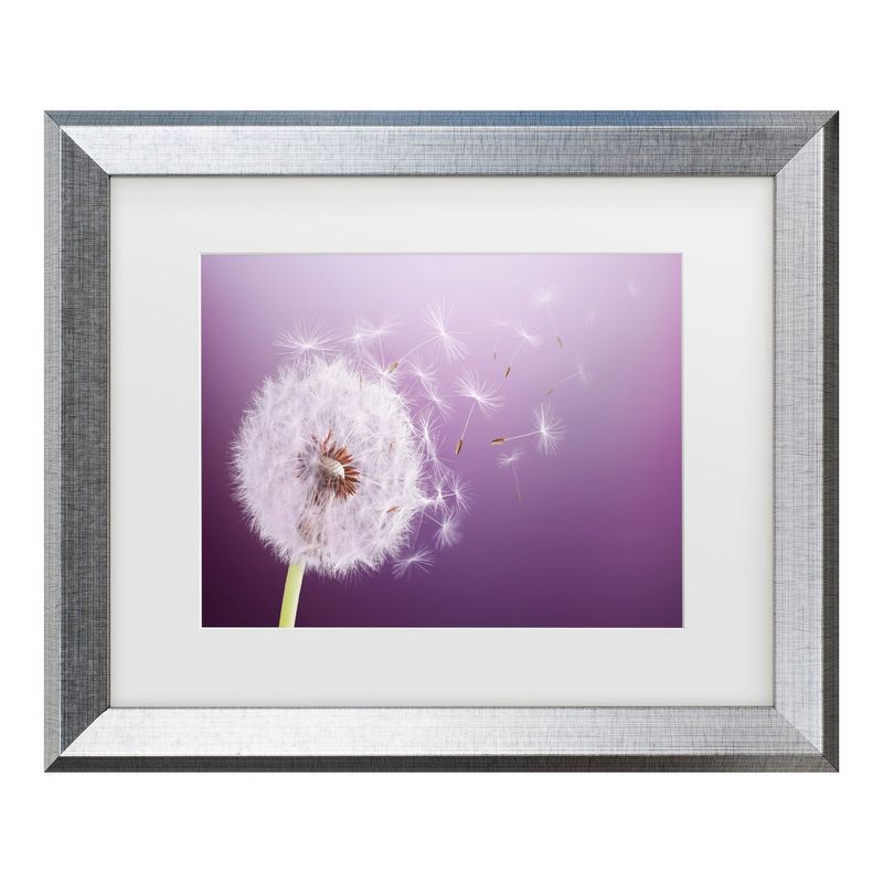 Silver Framed Dandelion Print on Canvas for Nursery