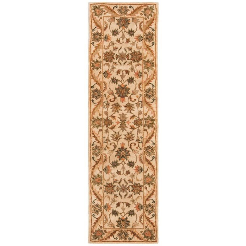 Ivory and Gold Hand Tufted Wool Runner Rug
