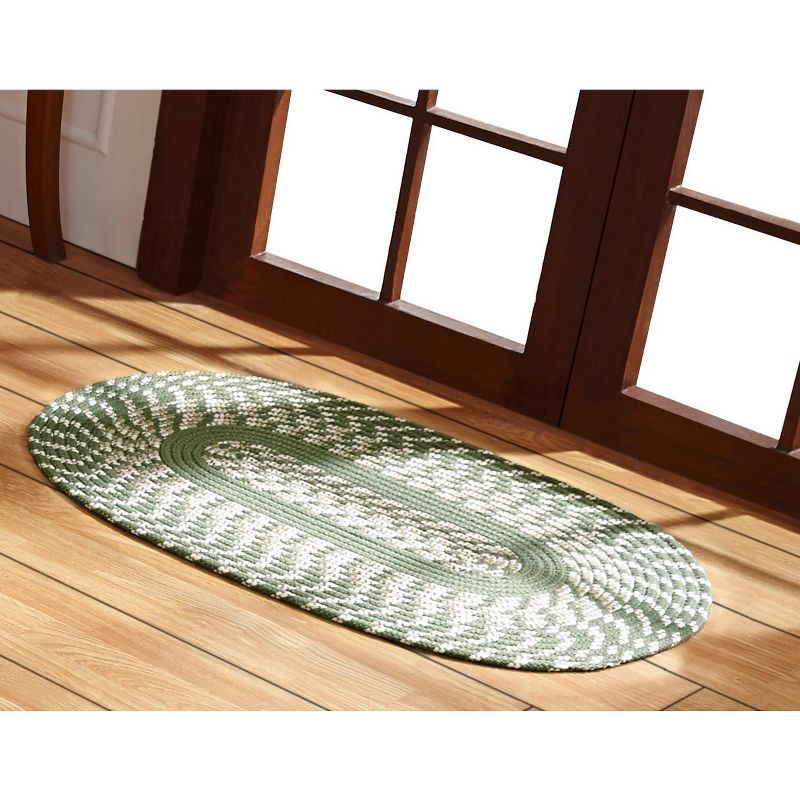 Sage Braided Oval Synthetic Reversible Rug