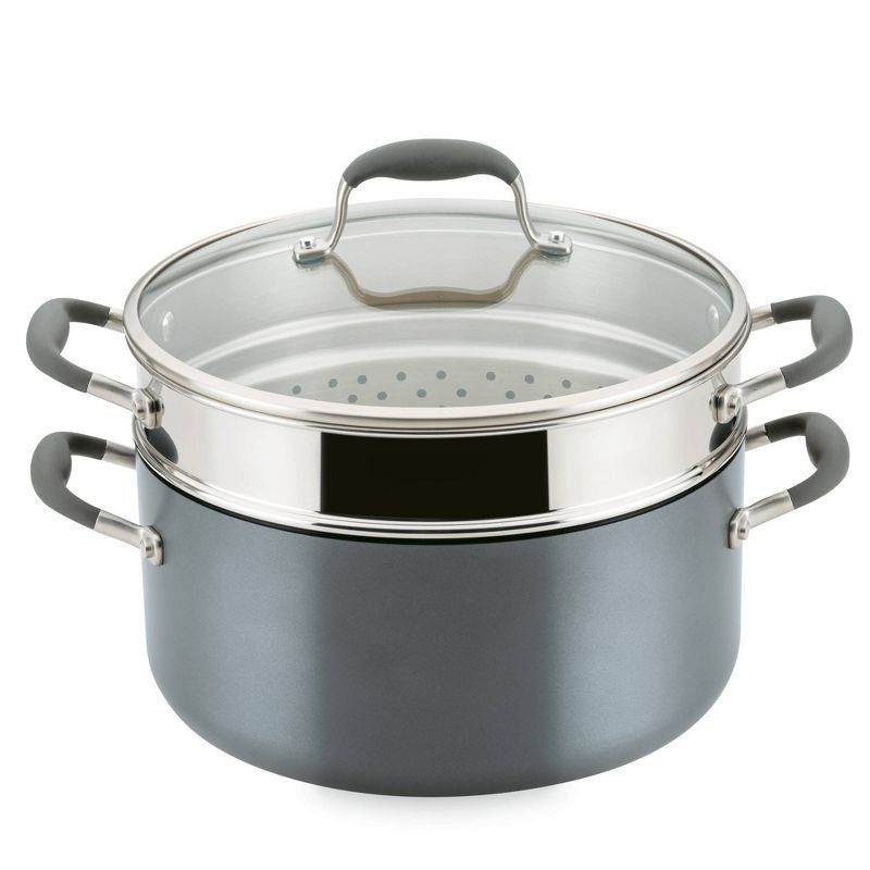 Moonstone Hard-Anodized Nonstick Stockpot with Steamer Insert