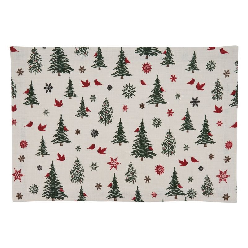 Ivory Christmas Tree & Snowflakes Holiday Placemats Set of 4